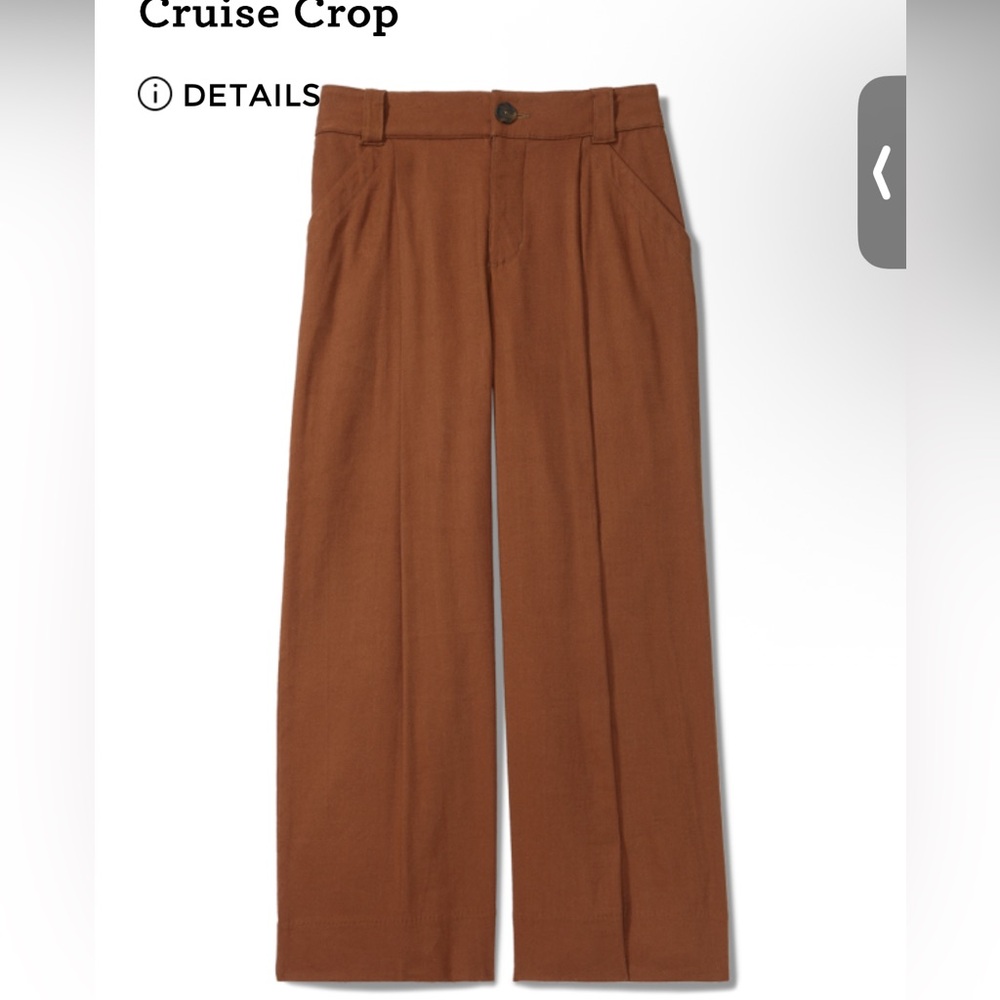 Brown Wide-Leg Linen Crop Pant